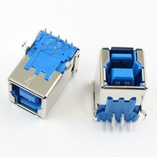5Pcs USB 3.0 Female B Type 9 Pin DIP Right Angle PCB Connector For Printer Port