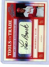 LOU BROCK 2004 RED PLAYOFF ABSOLUTE TOOLS OF THE TRADE  AUTOGRAPH 06/50