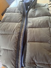 Vintage Champion Down Puffer Full Zip Olive Green Vest Side Pockets Men's  L.