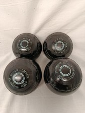 ALMARK CLUBMASTER Lawn Bowls Set of 4 Size 5 Medium Black Flat Green Indoor BIBC