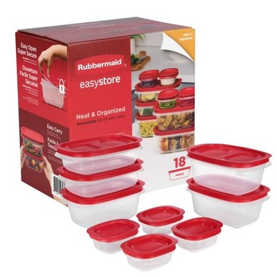 EasyStore Medium Rectangle Containers, 18-Piece Set, Food Storage Containers,
