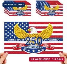 10 PCS, 7.9" x 4.3" Rectangle 250th Anniversary Patriotic Stickers, American Fla