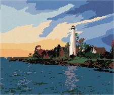 Lighthouse At Dawn Needlepoint Canvas