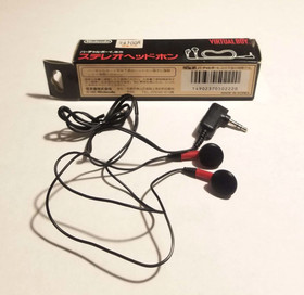 Nintendo Virtual Boy Earphones Headphones w/ Original Box Vintage