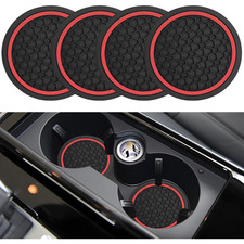 4PCS Car Cup Holder Coasters Universal Non-Slip Silicone Auto Mats Black Red