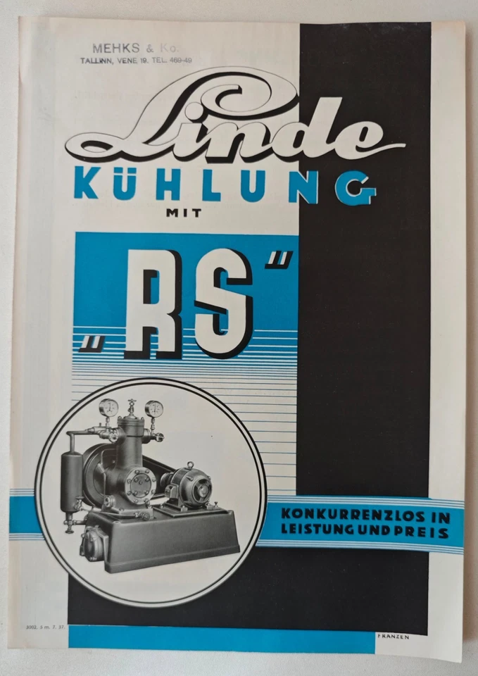 Linde Kühlung mit „RS“ Prospekt ca. 1937  Industriekälte, Fotos, selten - Bild 1 von 3
