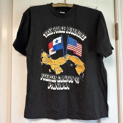 TASK FORCE RUSHMORE PANAMA 1993 FUERTES CAMINOS vintage T-shirt M single stitch