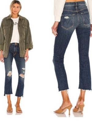MOTHER The Insider Crop Step Fray Wicked Wildflower Jeans Size 30