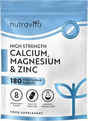 Kalzium Magnesium Zink Kupfer Selen Bor Vitamin D3 180 Tabletten, vegan