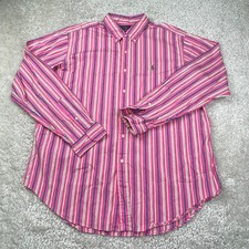 Ralph Lauren Shirt Men Xl Pink Vertical Stripes Button Down Long Sleeve Classic