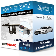 Für Mazda 3 Stufenheck 13- AUTO HAK Anhängerkupplung abnehmbar + 13polig E-Satz