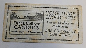 Vintage Advertising Ink Blotter Dutch Cottage Candies Beach Bluff Mass Chocolate