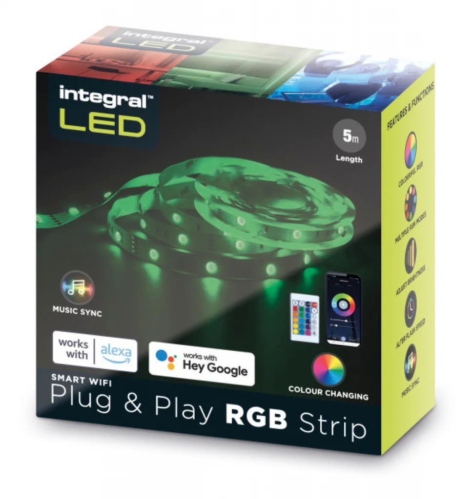 LED Tape RGB Colour Changing Kit Wifi IP20 10mm x 5m Smart Integral ILSTRGBA163B