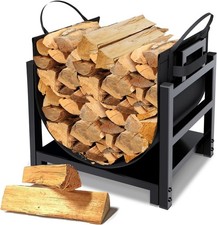 Firewood Rack Log Holder Indoor with Wood Carrier Powder-coated Steel Made......