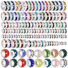 290PCS 6 Styles Rondelle Spacer Beads for Jewelry Making, 6mm, 8mm, 10mm, 11...
