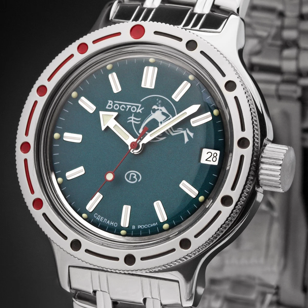 Vostok Komandirskie Orologio Sub 200m Automatico 2416/650855 – Quadrante Giallo Made In Russia 20 ATM - 4