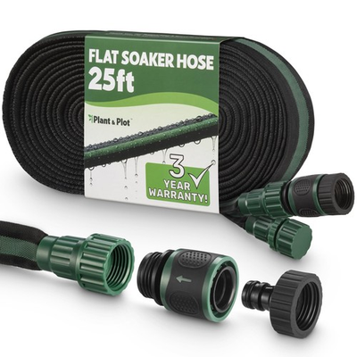 #ad Flat Soaker Hose 25ft for Garden Drip Hose for Garden Beds Lawns and Tree... $25.03