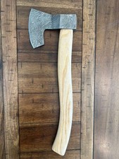 18" CUSTOM HANDMADE DAMASCUS STEEL AXE WITH WOOD HANDLE AND LEATHER SHEATH 004