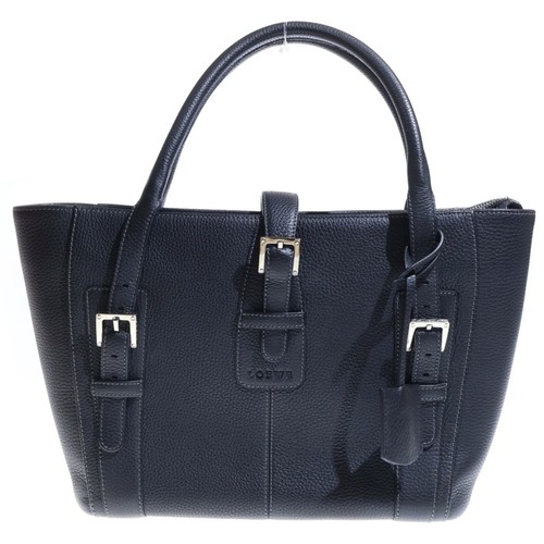 LOEWE Senda Bag Black Leather Handbag Storage Cadena Key Used 350ae076c78158b272