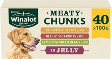 WINALOT Meaty Chunks Mixed in Jelly Wet Dog Food Pouches 40x100g 4.00 per kilo