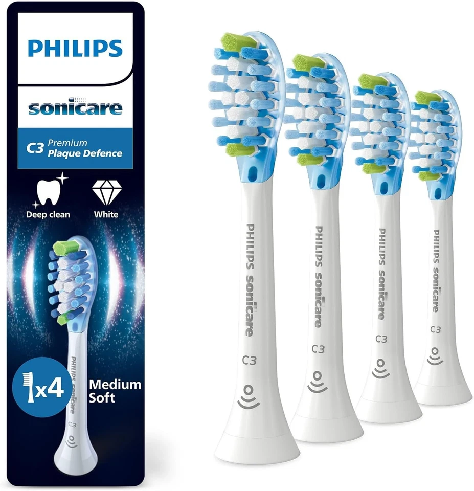 Philips Sonicare C3 Premium Plaque Defense,Original Bürstenköpfe 4er Pack Weiß