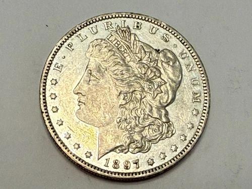 1897-O Morgan U.S. silver dollar. Proof-like AU-UNC slider. #ad1