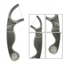Stainless Steel Floss Pick Silver Reusable for Travel Home or Office Use