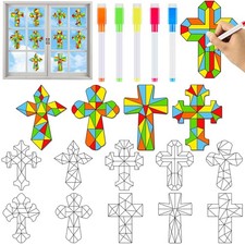 30 Pack Cross Window Suncatchers Crafts Kit for Christian Religious Bible DIY...