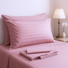 Completo lenzuola matrimoniale 260x295 cm Zefiro Rosa in raso di cotone