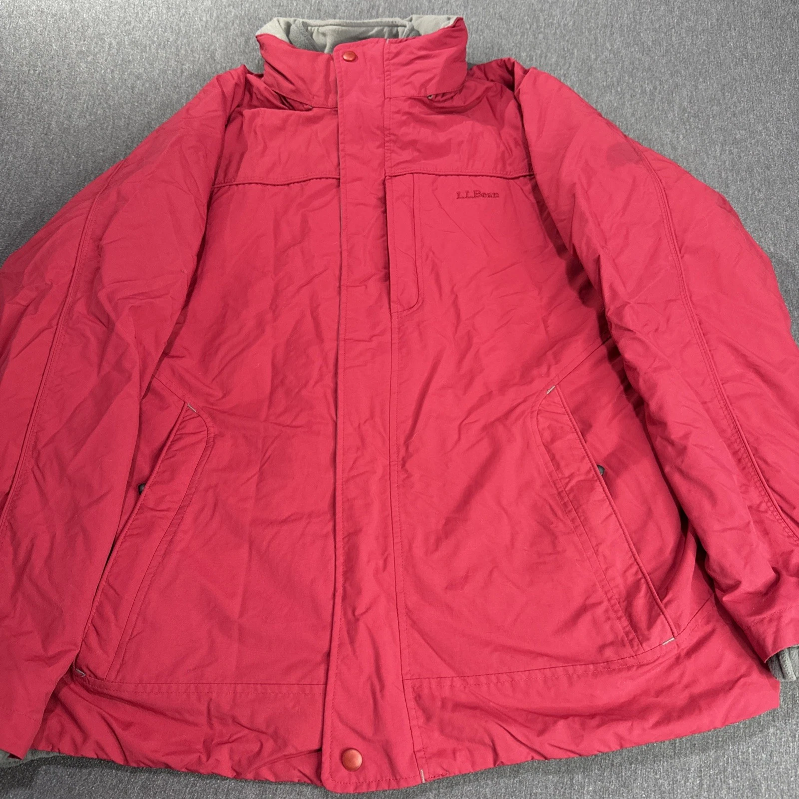 L.L. Bean Men’s XL Red Fleece Lined Waterproof Hooded Jacket Shell Outdoor Coat