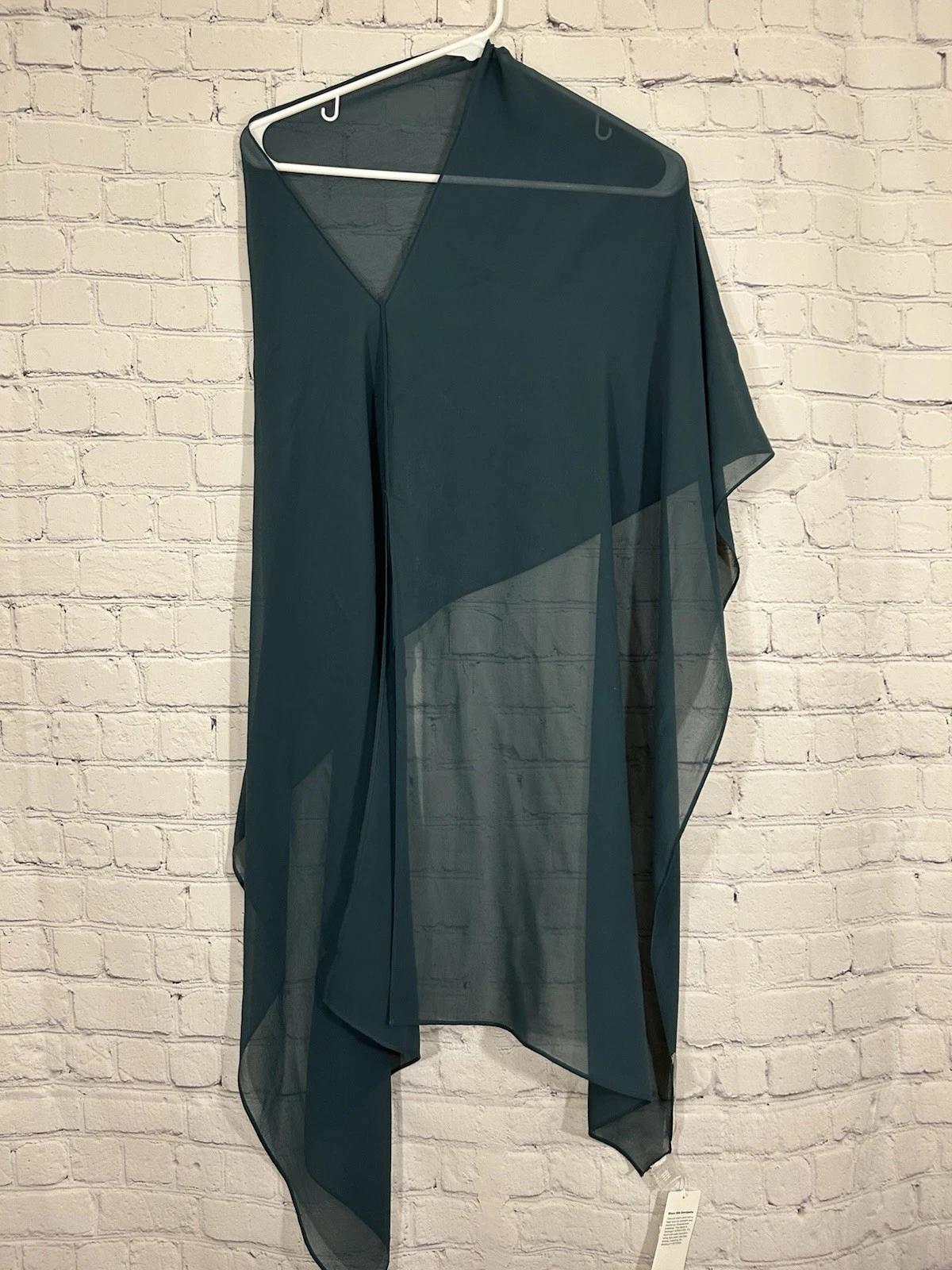 Eileen Fisher Pine Green Sheer Silk Georgette Wrap One Size NEW $138