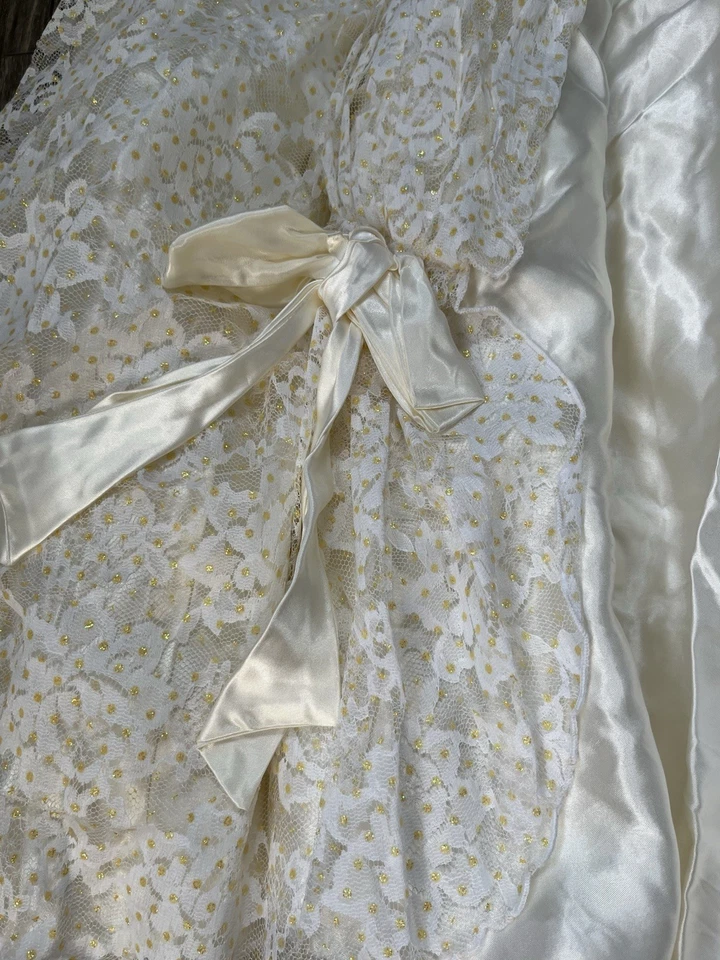 Vestido de formatura retrô verdadeiro vintage anos 80 flertes bolinhas renda namorada Kawaii P - Imagem 3 de 4