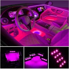 4pcs 48 Led Car Interior Lights Pink Under Dash Light Kit