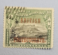 State Of North Borneo 1901-02 18 Cent Stamp Overprint British Protectorate 18c