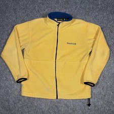 Vintage Timberland Fleece Jacket Mens Small Sweater Made in USA Full Zip Yellow