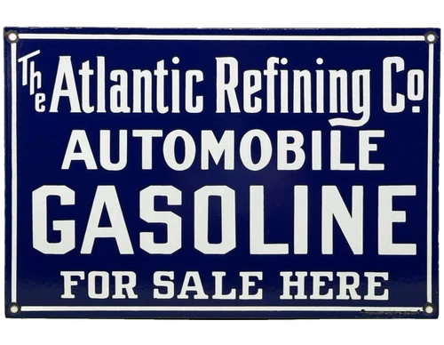 VINTAGE ATLANTIC GASOLINE PORCELAIN SIGN GAS STATION PUMP PLATE MOTOR OIL