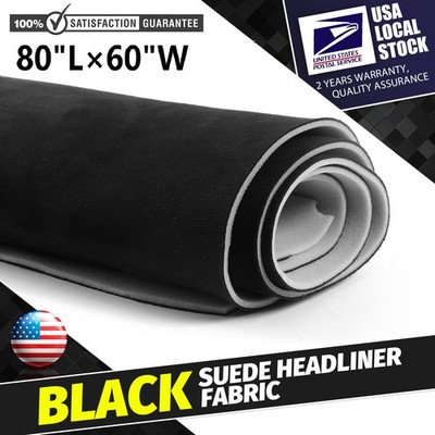 Suede Headliner Fabric with Foam Backing Black 80''× 60'' Automotive Interior Roof
