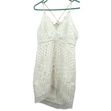 ASTR the label size Medium white crochet lace mini dress sleeveless zip back