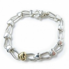Excellent TIFFANY Co. bracelet Heart lock Silver gold SV925 Women