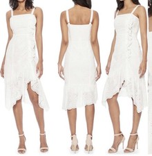 PARKER Millie Dress Sz 2 White Eyelet Ruffle Midi Beach Fairycore Whimsical Chic