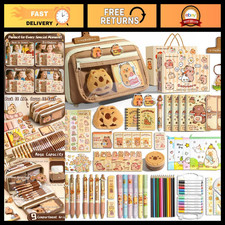 Cute Capybara Stationery Set - Large Capacity Pencil Case Pouch for Kids, Office