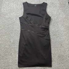 Y2K Allen B By Allen Schwartz Dress Womens Large Brown Sleeveless Bodycon Sheath