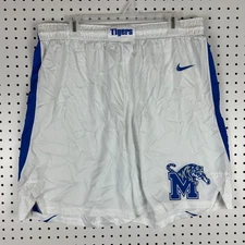 Memphis Tigers Nike Basketball Game Worn Shorts Size 42 White Blue Stripe PE