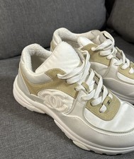 DDP 1,5 Authentic Chanel White Nylon Suede Leather CC Logo Sneakers EU 38 US 8