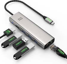 Image of 6-in-1 USB-C Hub Dock 5Gbps USB, HDMI 4K@60Hz, PD 100W, USB-A, 1Gb Ethernet