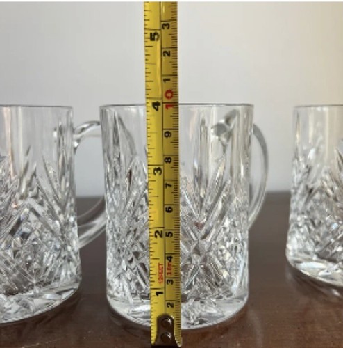 CRISTAL D'ARQUES-DURAND Mallory Pattern Glass Coffee Mugs Cups Set of 4 - Picture 6 of 10