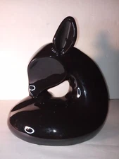 RARE Vintage 1980 Jaru California Art Deco Cubist Deer Black Ceramic Sculpture