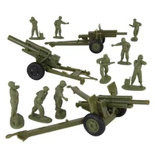BMC CTS WW2 US Howitzer Long Short Barrel Artillery Crew Green Plastic Army Men