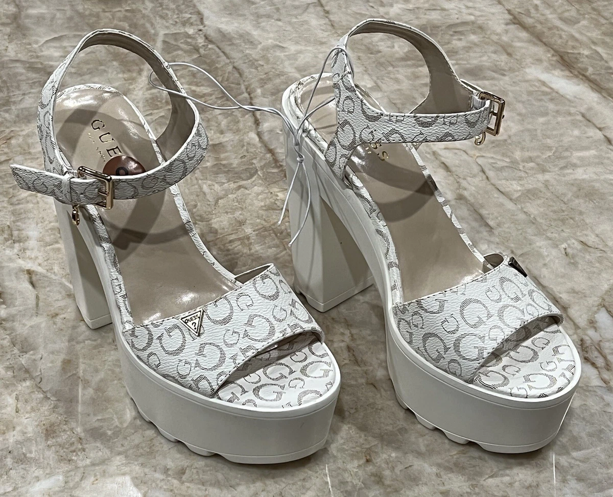 Guess white high heels clearance