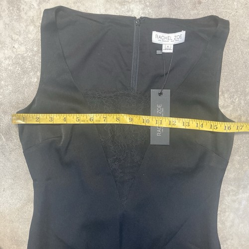 Rachel Zoe Dress Womens 6 Black Long Maxi Side Slit Sleeveless Deep Lace V Neck - Picture 2 of 13